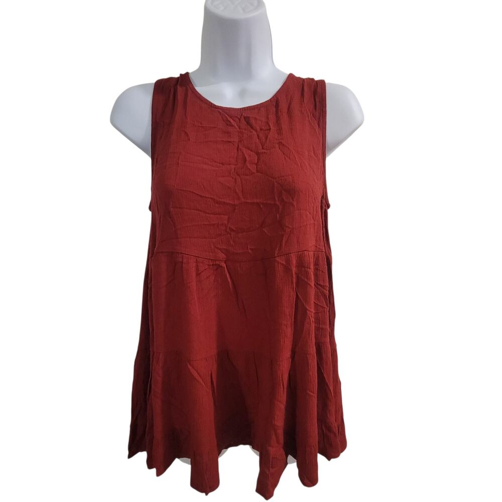 Altar'd State Crimson Red Tiered Tunic Top Small Boho Western Rayon Flowy